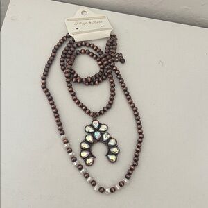 Silpada Brown Beaded Necklace with Iridescent Pendant
